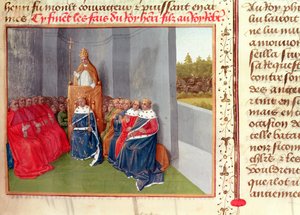 Ms Fr 6465 Fol.174 Urbano II (c.1035-99) predica la crociata a Clermont alla presenza del re Filippo I (1053-1108) di Francia nel 1095, da 